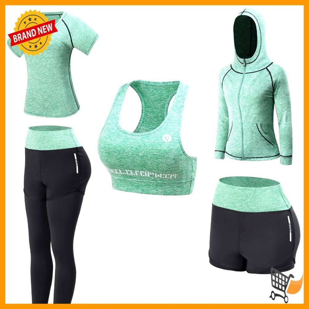 5-Piece Workout Set Athletic Activewear Gym Yoga Exercise Outfit Collection